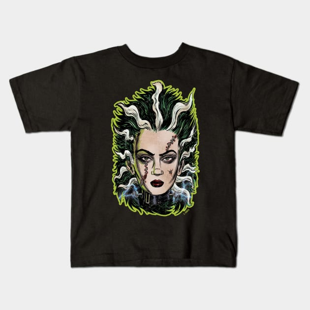 Bride of Frankenstein Vintage Monster Horror Kids T-Shirt by AtomicMadhouse